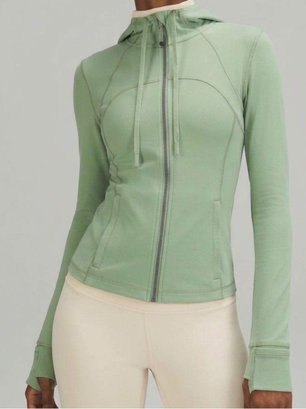 Lululemon Define Hooded Nulu Jacket 10 Creamy Mint Zip Front Active Running Gym